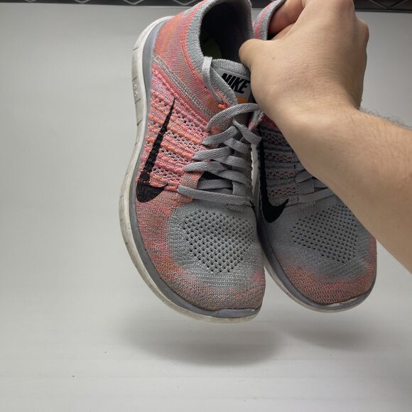 Nike Free 4.0 Flyknit Womens Size 8 Pink Gray Athletic Running Shoes Sneaker - Picture 7 of 10